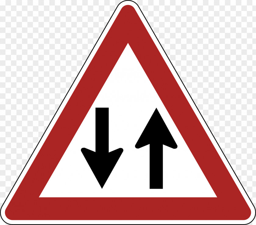 Warning Traffic Sign One-way Two-way Street Road PNG