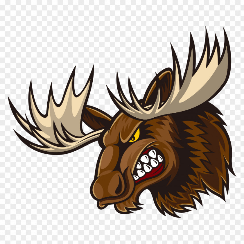 Angry Bull Moose Deer Elk Cartoon PNG