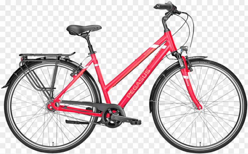 Bicycle Trekkingrad City Red Hub Gear PNG