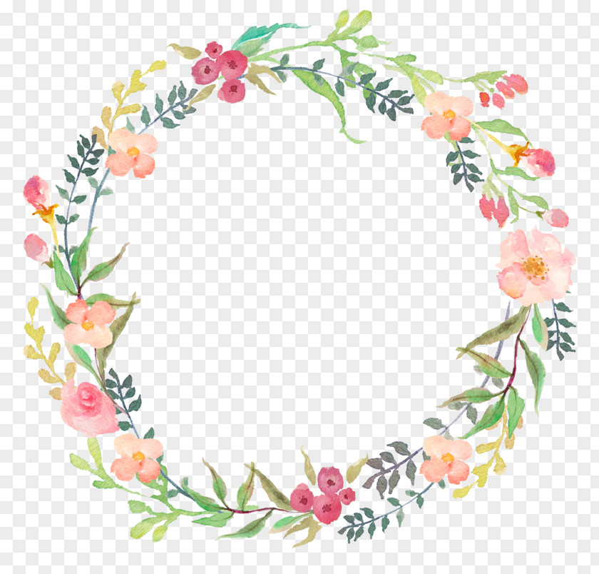 Floral Watercolour Flowers Wreath Clip Art PNG