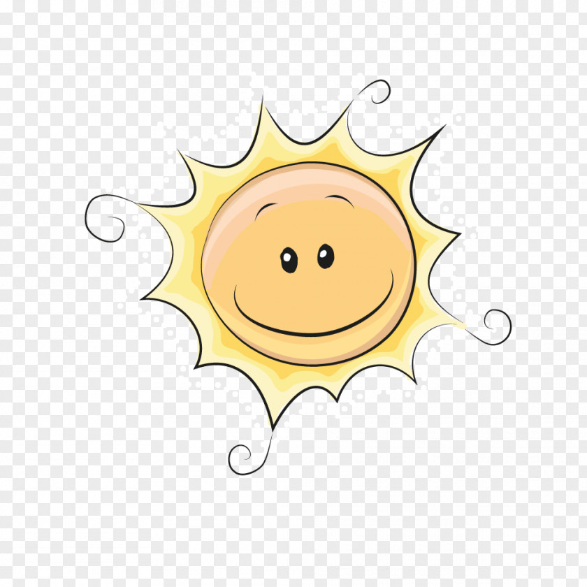 Yellow Cartoon Sun Line PNG