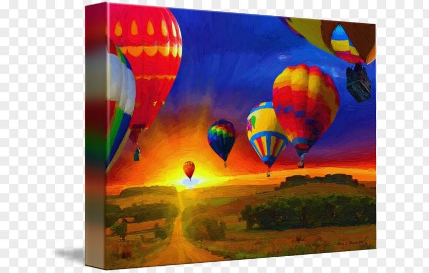 Balloon Hot Air Painting Art Canvas Print PNG