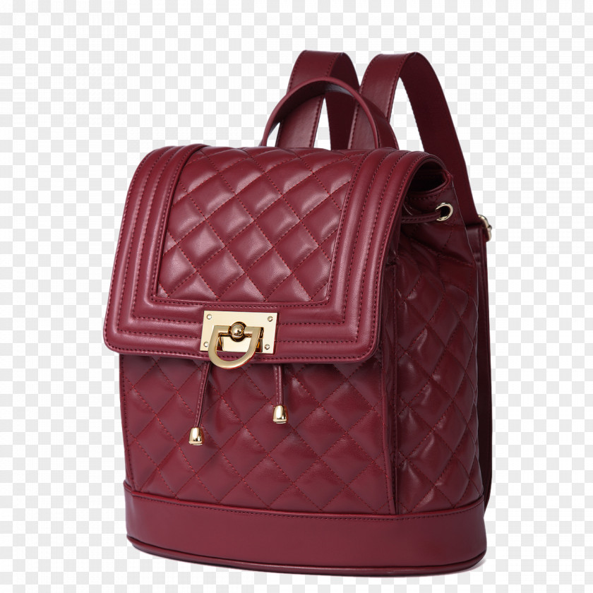 Burgundy Leather Backpack Wine Handbag Red PNG