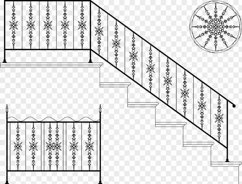 Hand-painted Stairs Handrail Wrought Iron PNG