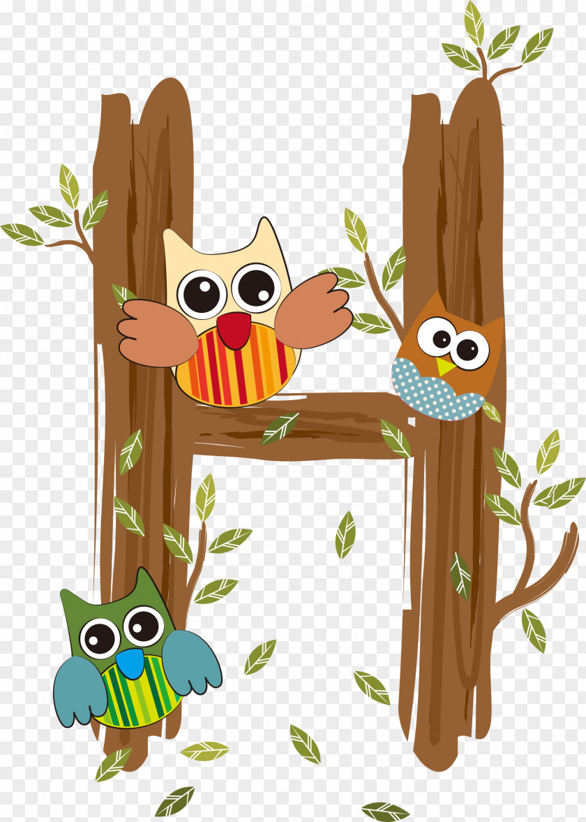 Owl In Tree Vector Graphics Illustration Image Art PNG