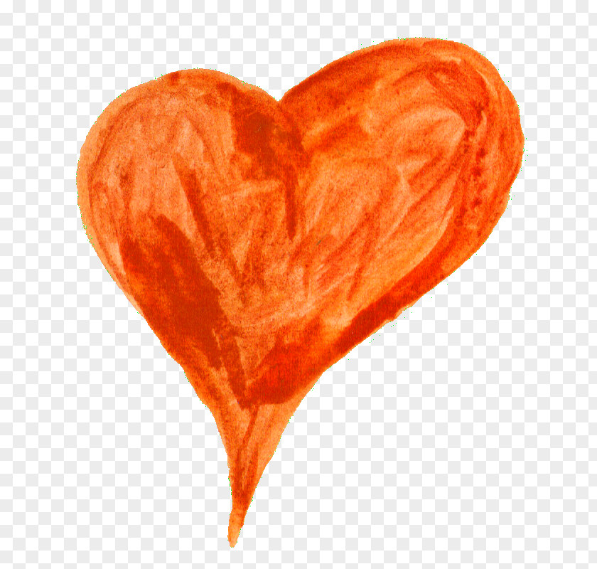 Watercolor Heart Orange Painting Clip Art PNG
