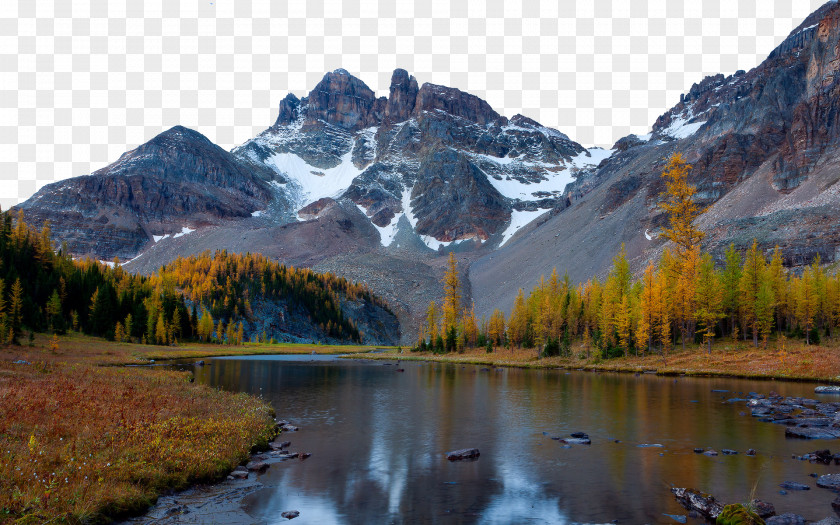 Canada Mount Assiniboine Provincial Park Nine Mountain River Nature 4K Resolution Wallpaper PNG