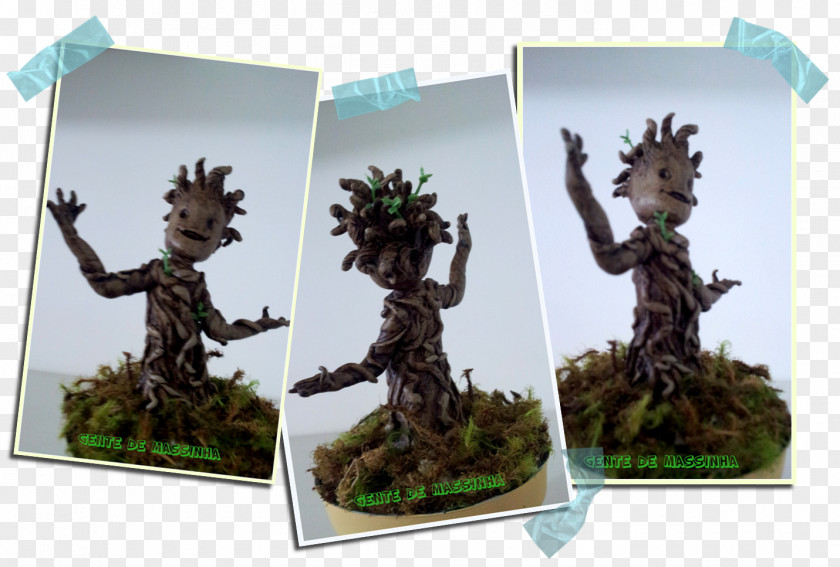 Groot Baby Sculpture Plasticine Bonsai PNG