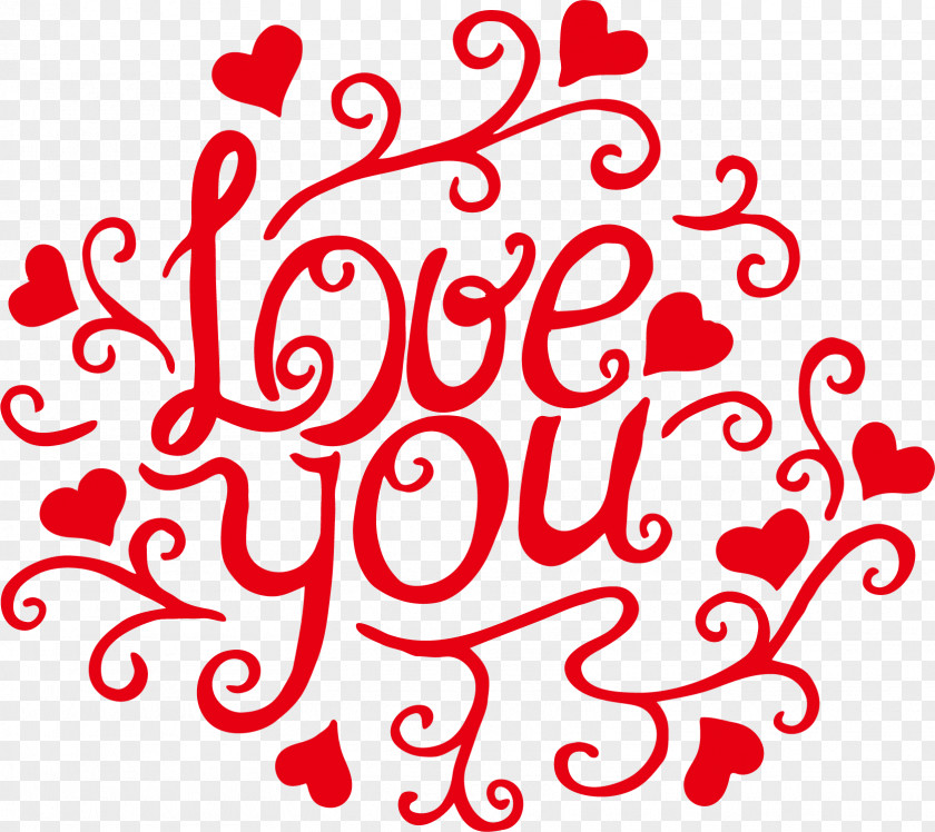 I Love You Pattern WordArt Ornament Text Illustration PNG