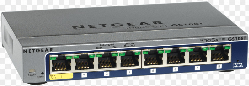 Netgear Switch ProSafe 108 Network Gigabit Ethernet NETGEAR GS108Tv2 PNG