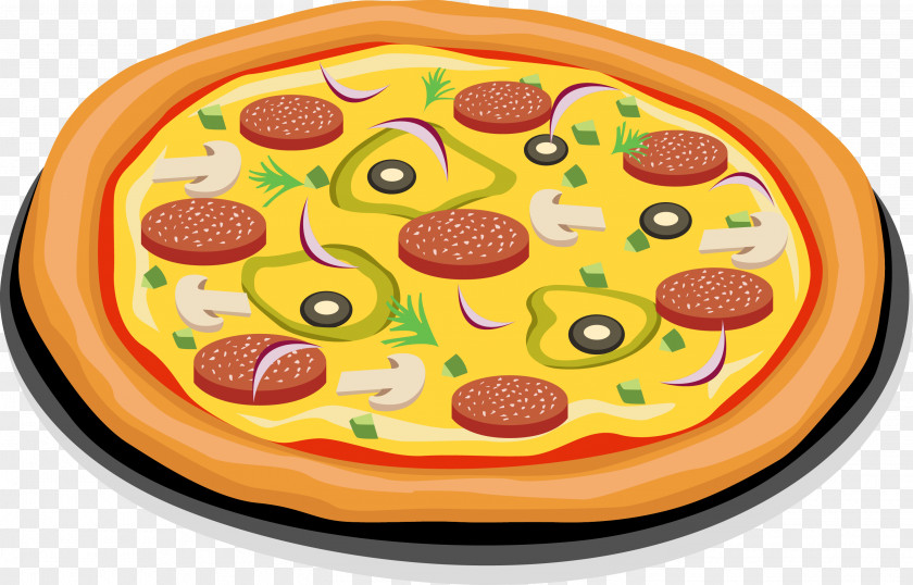 Delicious Sausage Pizza Design Vector Material Italian Cuisine Take-out Hamburger Fast Food PNG