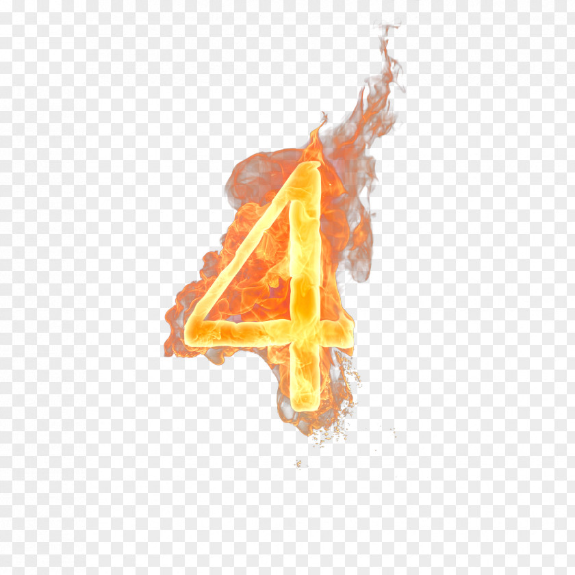 Number 4 Numerical Digit Fire PNG