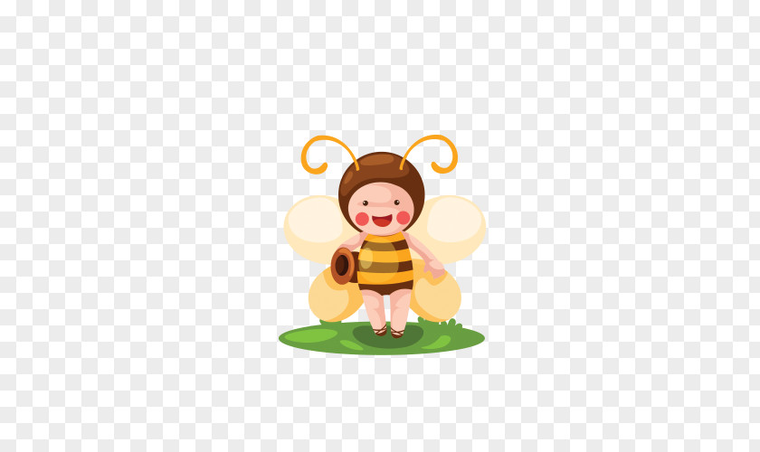 Bee Cartoon Fundal PNG