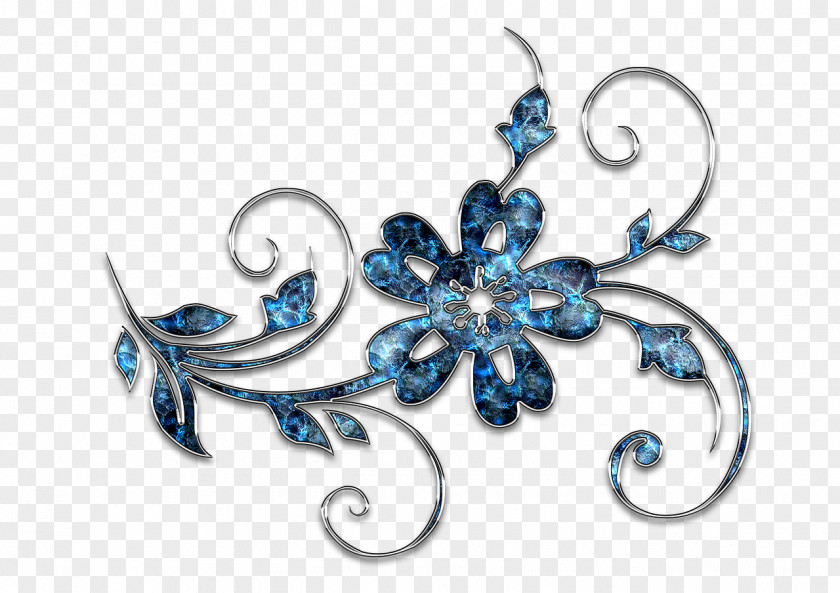 Blue Flowered Vine Jewellery Brooch Ornament PNG