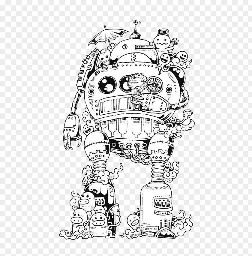 Robot And Monster Doodle Invasion: Zifflin's Coloring Book The Colouring Imagimorphia PNG