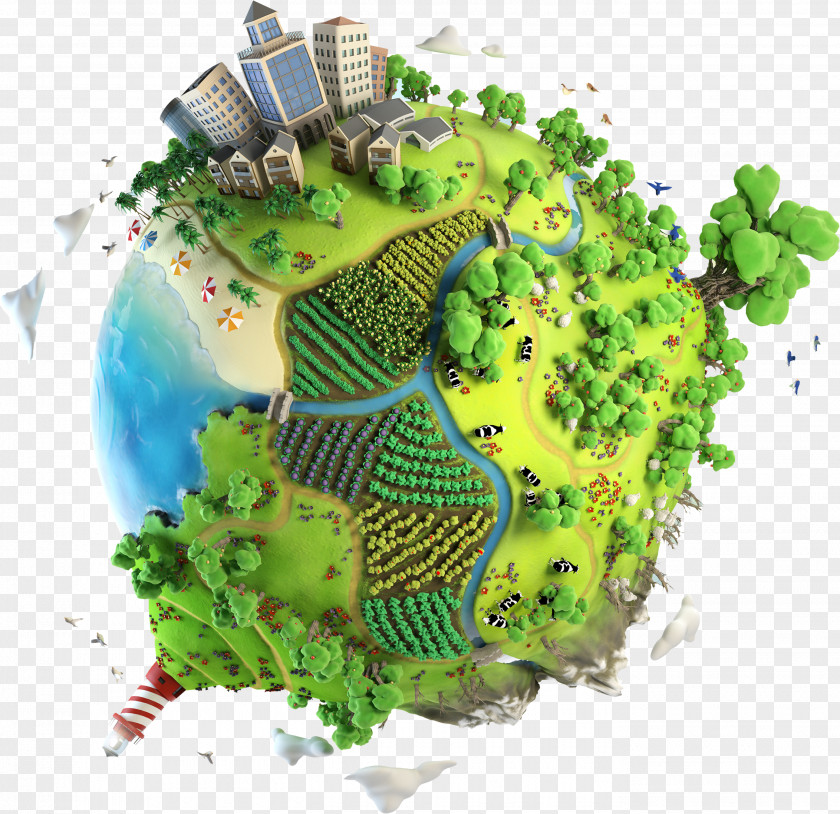 Creative Green Grass Global Village Earth Clip Art PNG