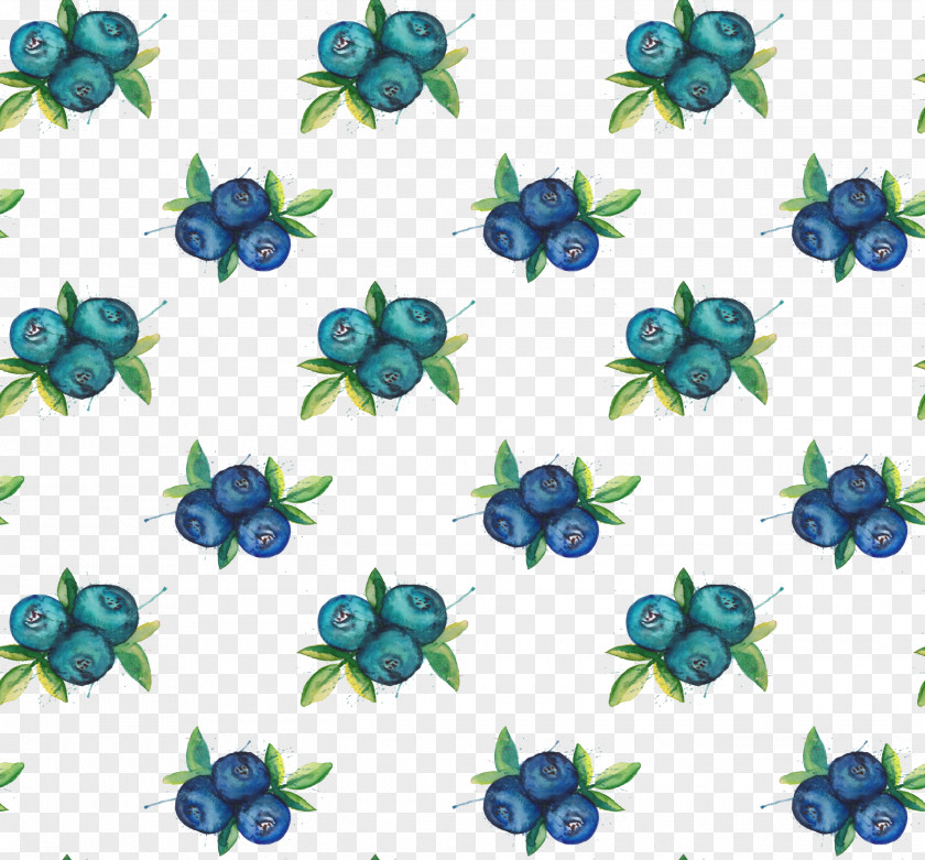 Hand Painted Blueberry Pattern PNG