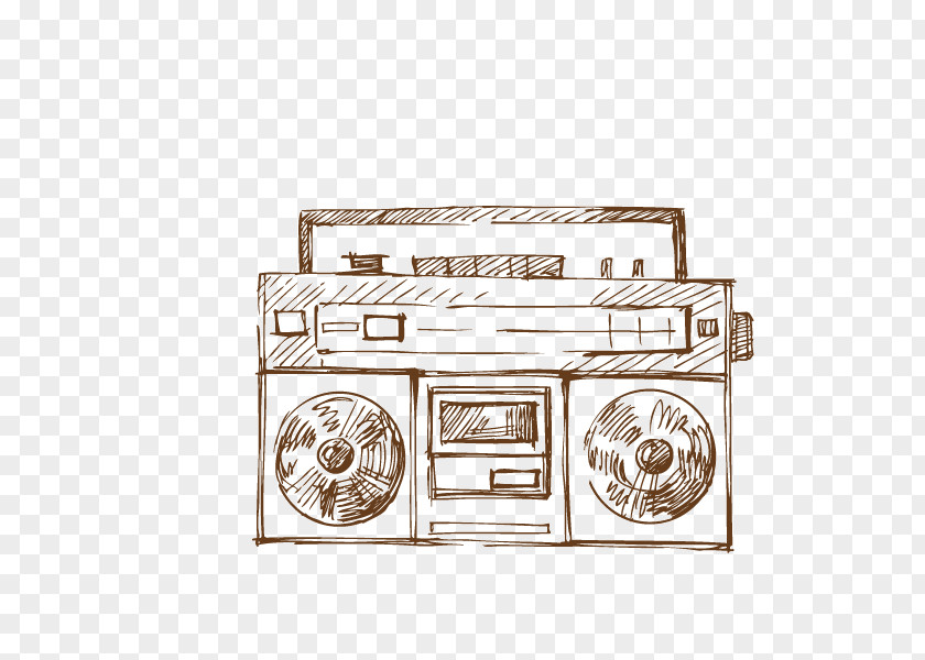 Music,Vintage Cassette Player,line,monochrome,Hand Painted Compact Deck Computer File PNG