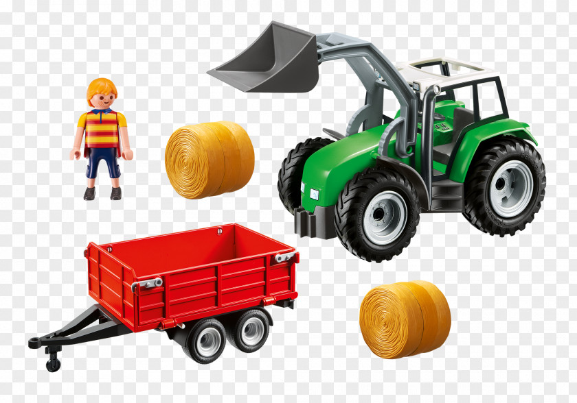Tractor Playmobil Trailer Toy Farm PNG