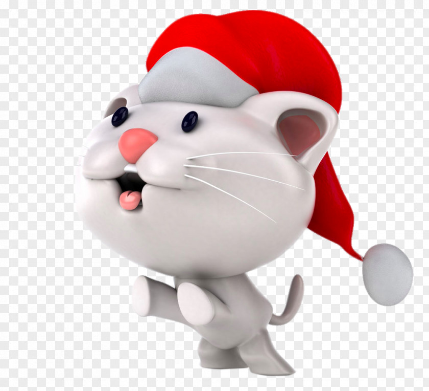 Creative Cartoon Cat Wearing A Christmas Hat Stock Illustration PNG