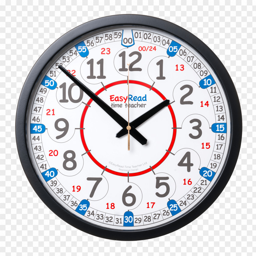 Reading Time EasyRead Teacher Classroom Learning Clock PNG