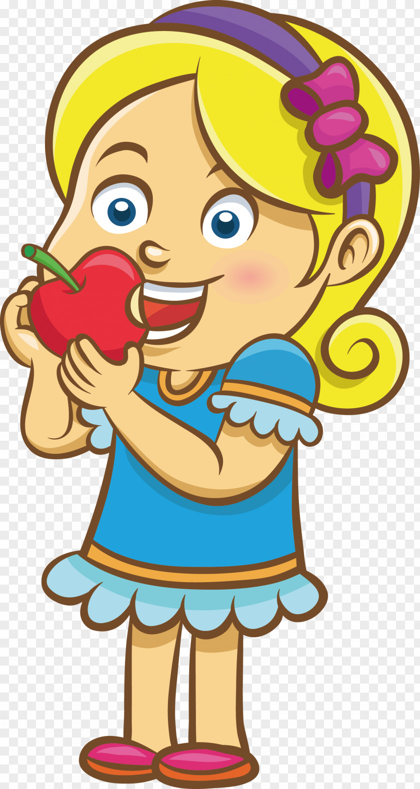 Child Cartoon PNG , little girl eating apples clipart PNG