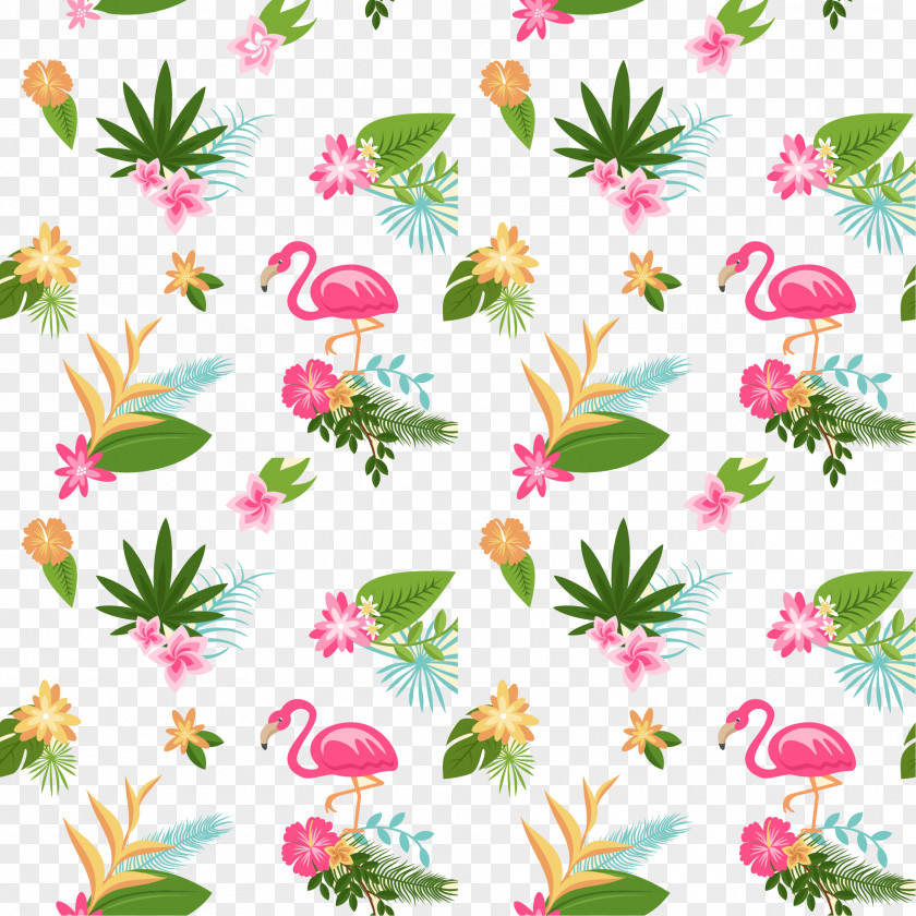 Vector Hand-painted Flamingo Background PNG