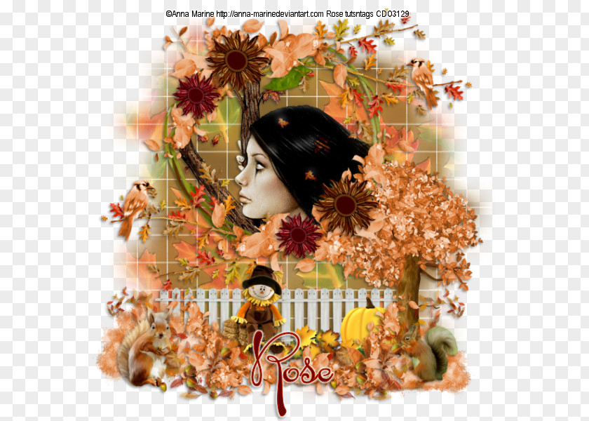 Autumn Town Floral Design Game PNG