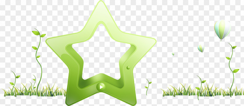 Five-pointed Star And Green Grass Blue Wallpaper PNG