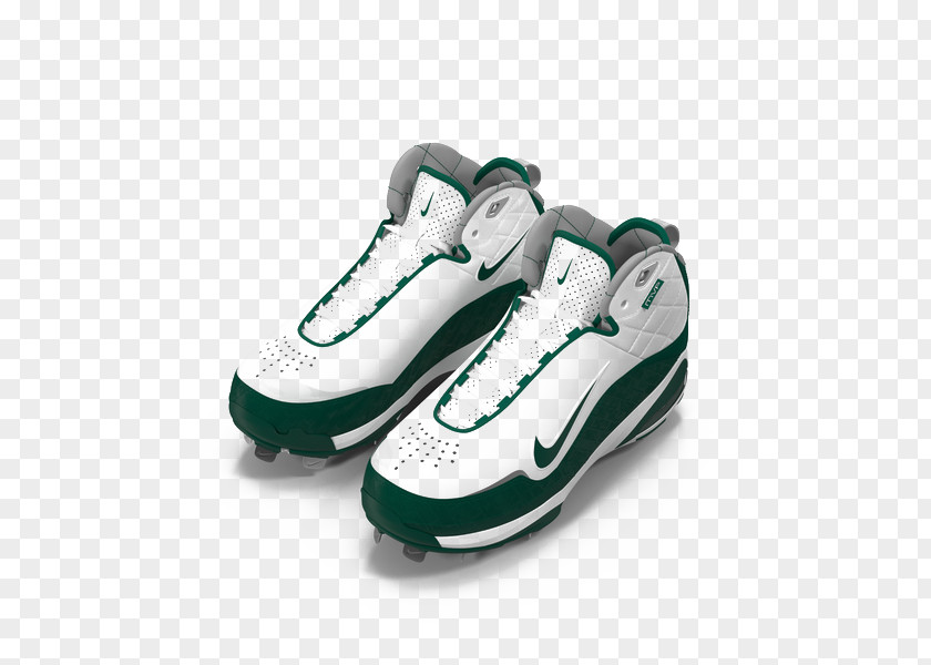 White Green Nike Baseball Shoes Track Spikes Sneakers Shoe PNG