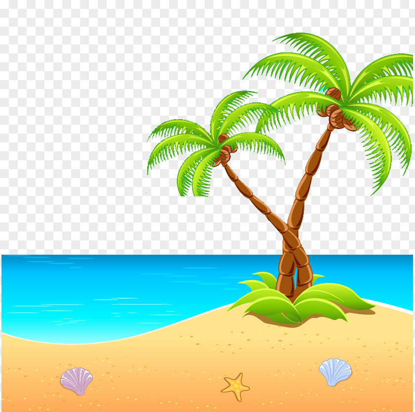 Seaside Palm Leaves Picture Material Island Clip Art PNG