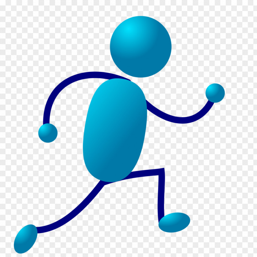 Blue People Cliparts Stick Figure Running Animation Clip Art PNG
