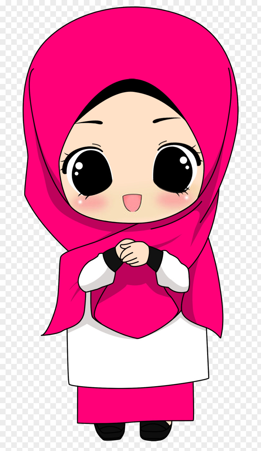Pink Cartoon Muslim Islam Quran Hijab PNG