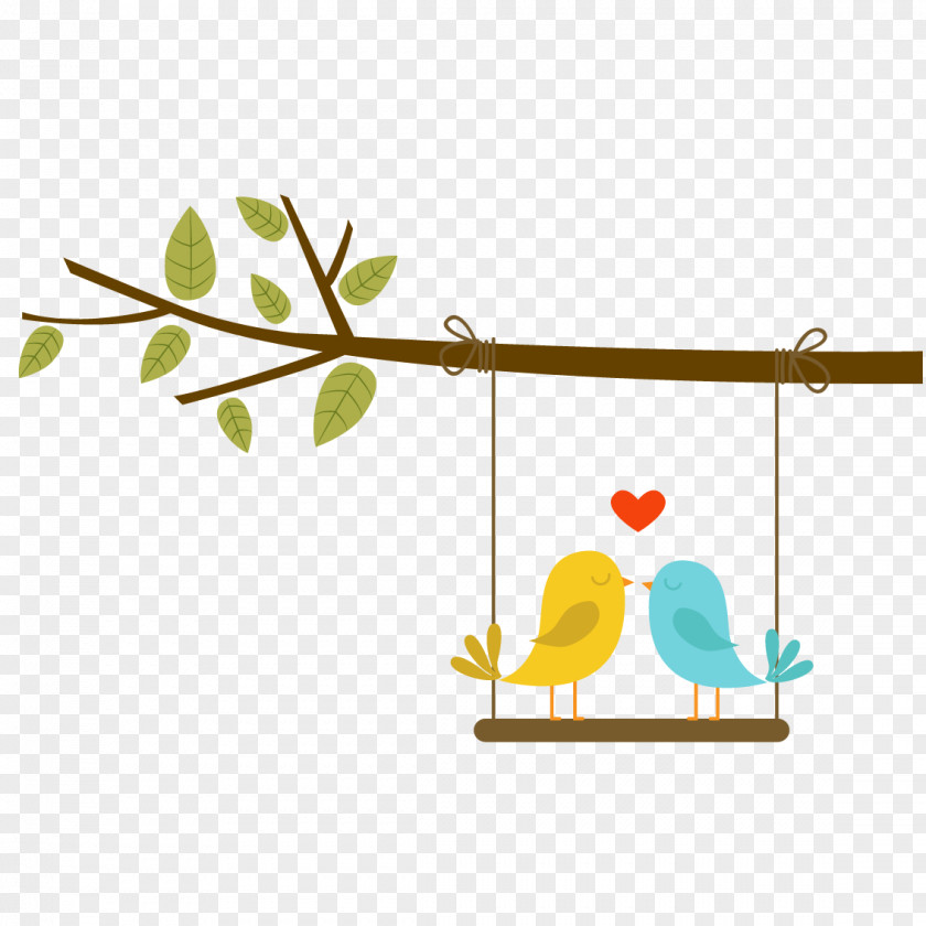 Love Birds On The Branch Lovebird Euclidean Vector PNG