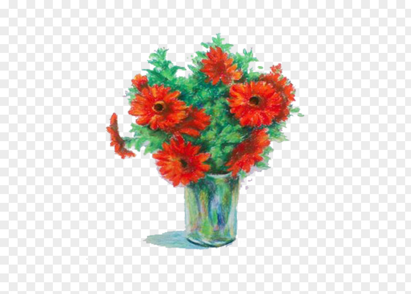 Oily Stick Hand Painted Painting Cut Flowers Flower Bouquet Vase PNG
