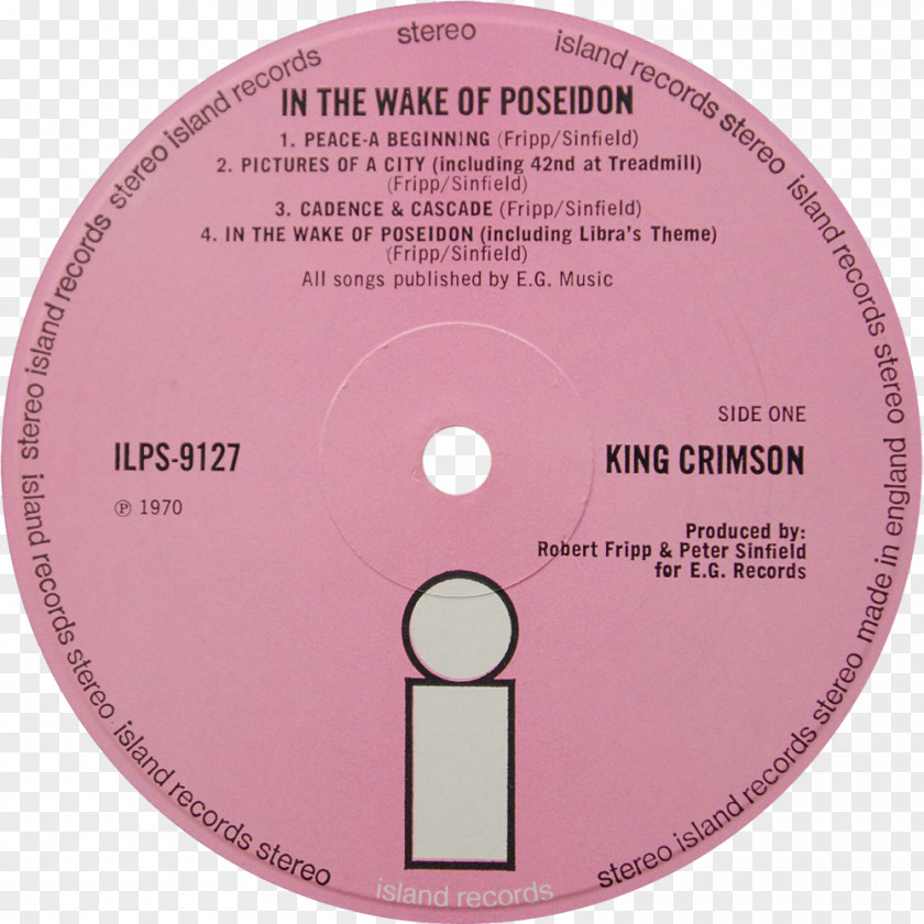Crimson King In The Wake Of Poseidon Red Gatefold Record Label PNG