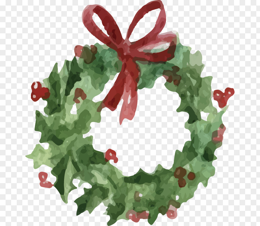 Vector Hand-painted Christmas Wreath PNG