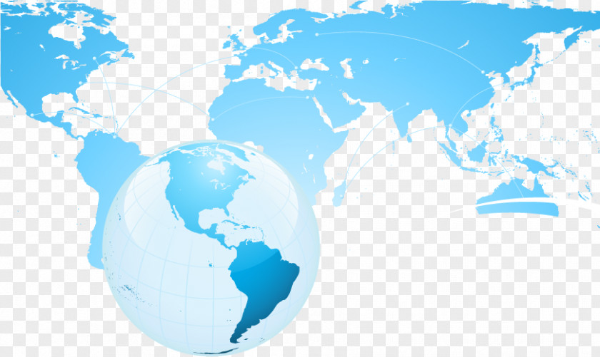Vector Blue Earth World Map Globe PNG