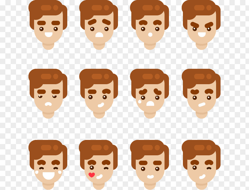 12 Men Face Avatar Euclidean Vector Facial Expression PNG