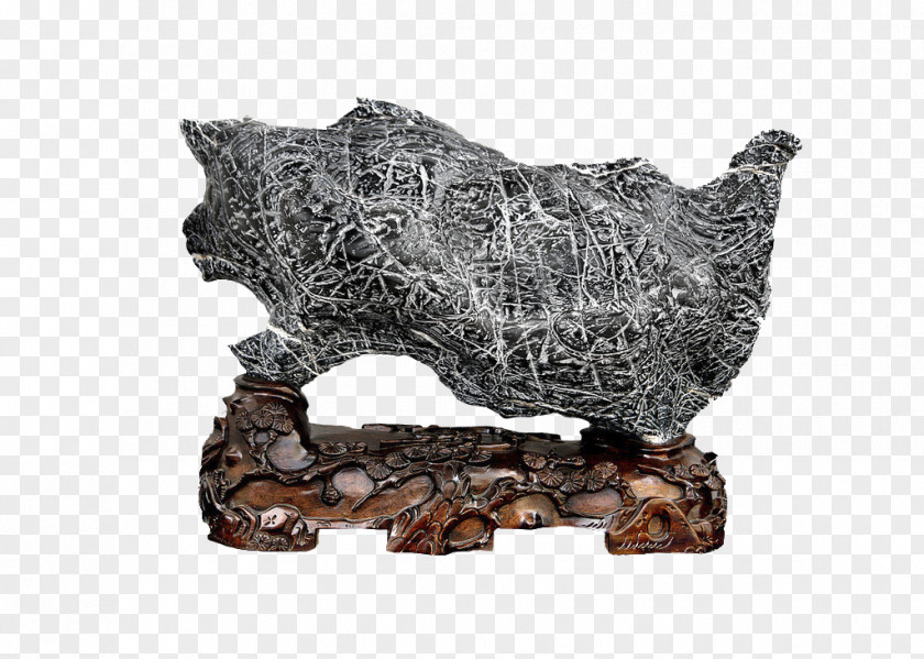 Lingbi Stone Ornaments Large Black And White Lines To Pull The Free Image County Gongshi PNG