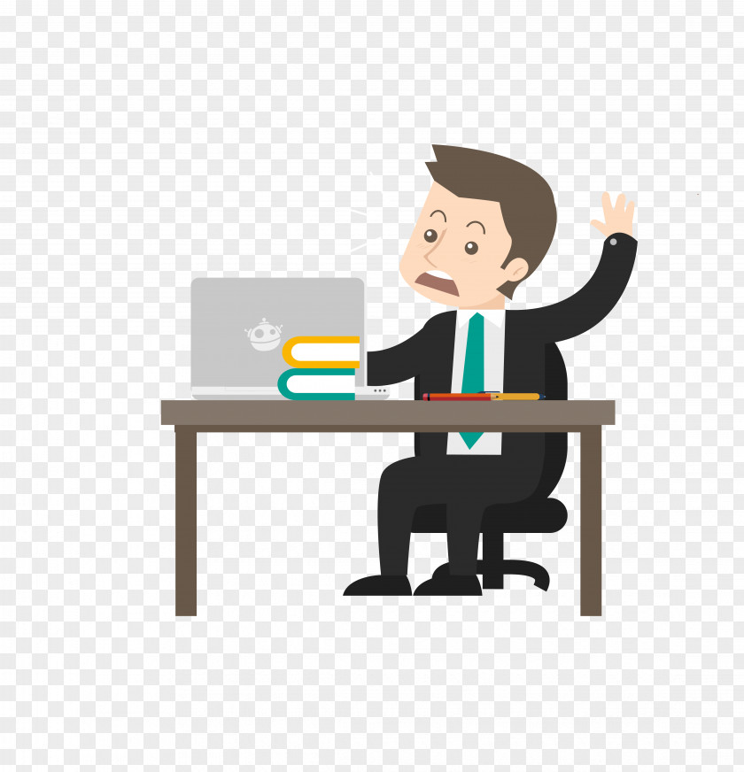 Man At The Desk Digital Marketing Business Information Icon PNG