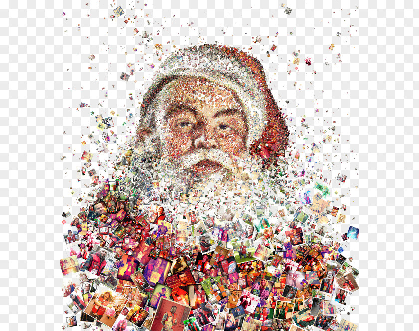 Dot Santa Claus Photographic Mosaic Graphic Design Photography Illustration PNG