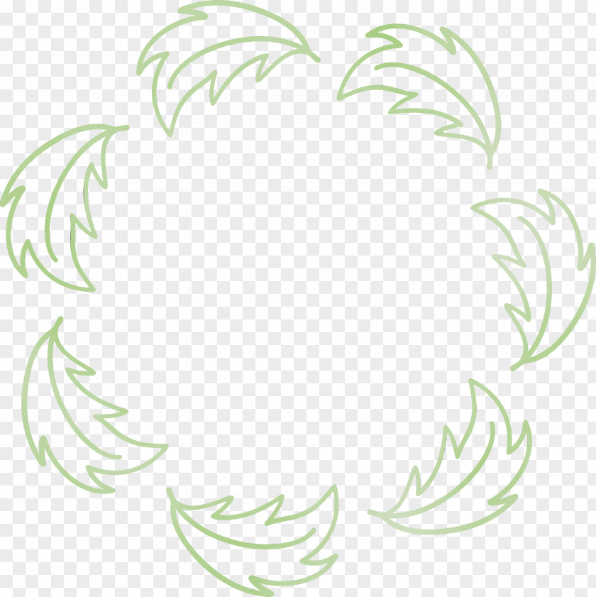 White Green Leaf Plant Line Art PNG