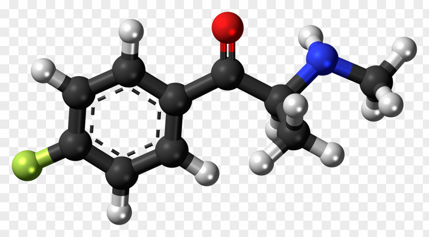 Alpha-Pyrrolidinopentiophenone Molecule Drug Pyrovalerone Ball-and-stick Model PNG