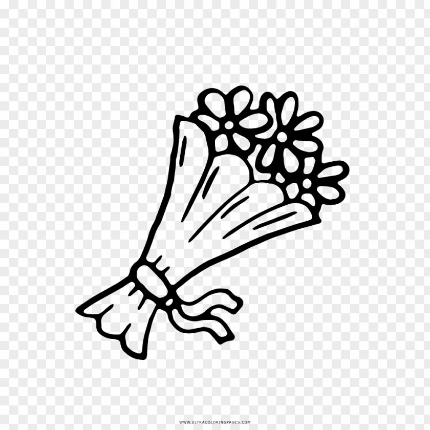 Flower Bouquet Drawing Coloring Book Black And White PNG