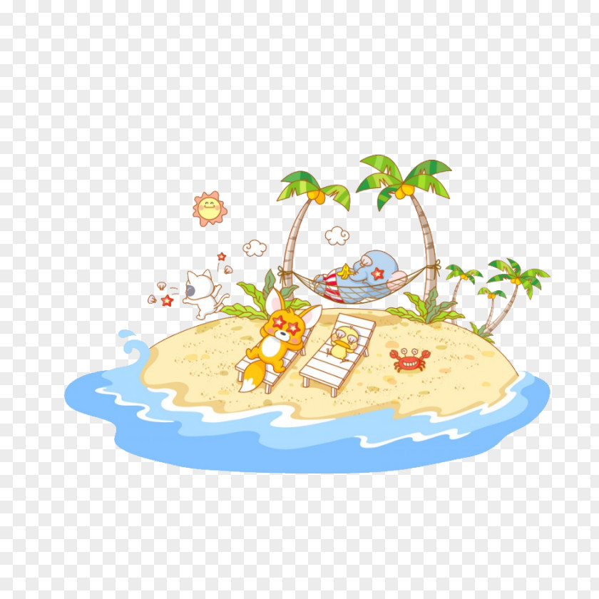 Lake Island Cartoon Illustration PNG