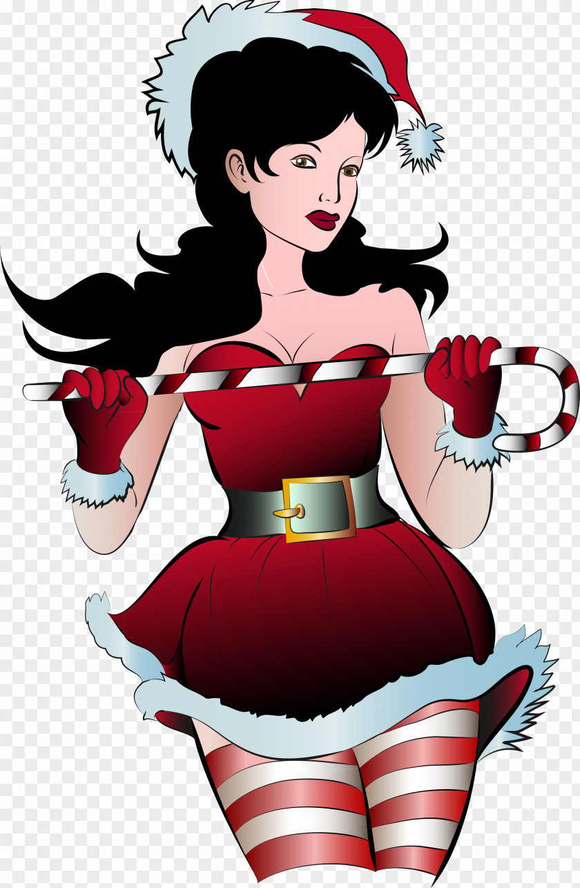 Santa Claus Christmas Day Illustration Pin-up Girl PNG girl, santa claus clipart PNG