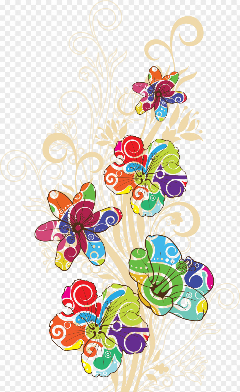Hand Drawn Floral Decoration Design Flower Clip Art PNG