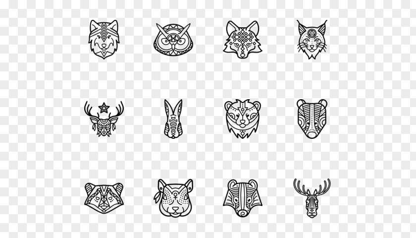 TRIBAL ANIMAL Line Art Body Jewellery Pattern PNG