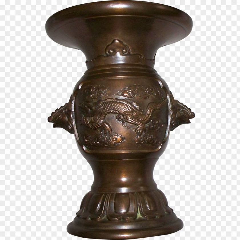 Vase Urn Bronze Meiji Period Japan PNG